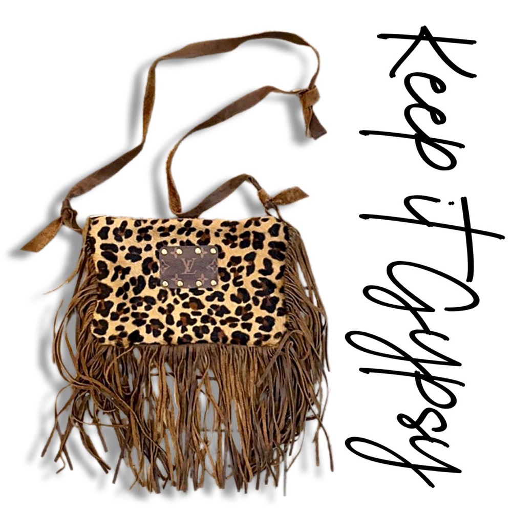 KEEP IT GYPSY Maxine Crossbody with LV Patch and Leather Fringe